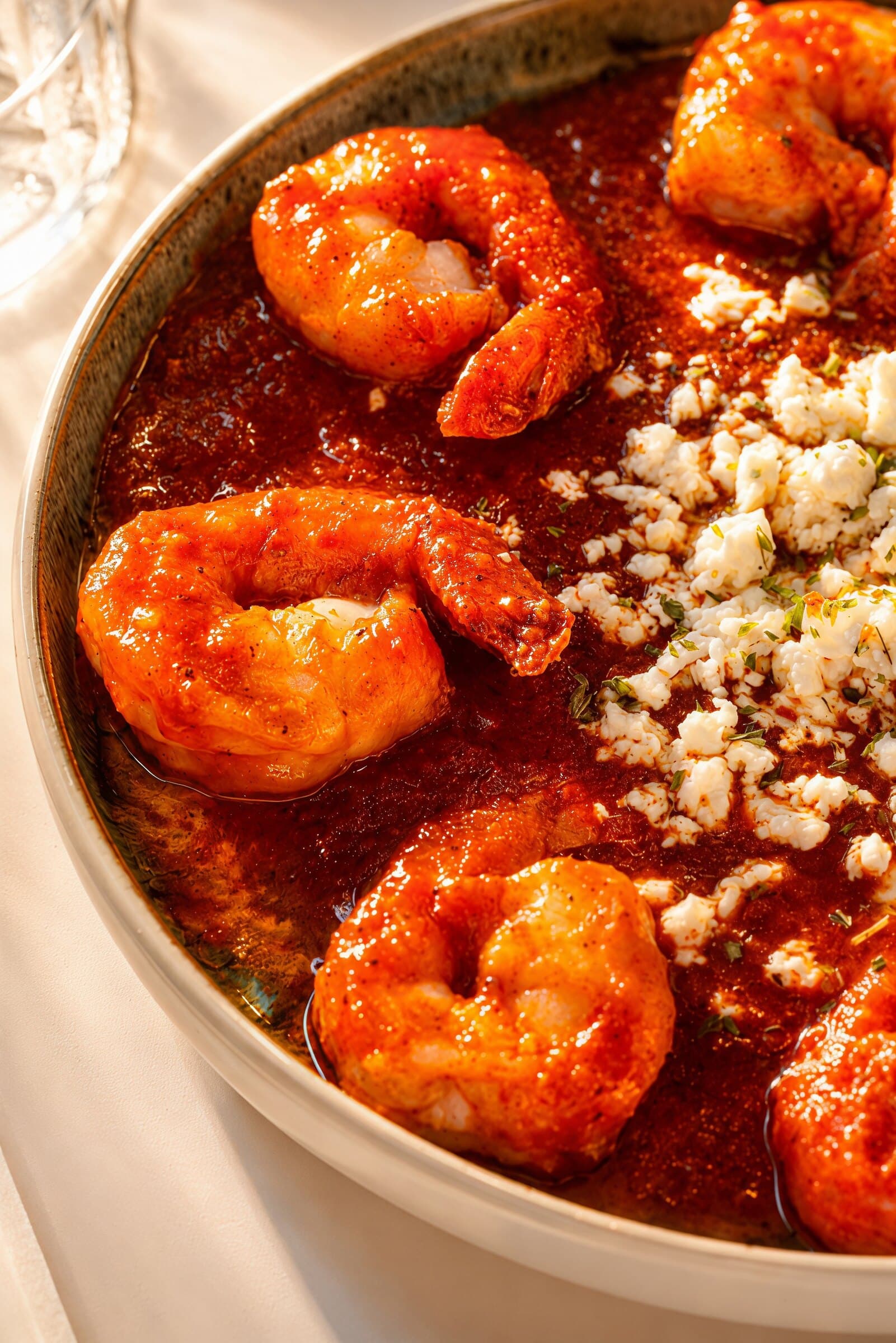 Shrimp saganaki in tomato and feta at Kreta, Greek food Paceville